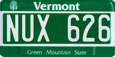 VT license plate NUX626
