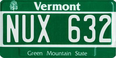 VT license plate NUX632