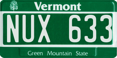VT license plate NUX633