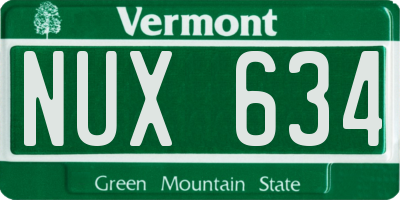 VT license plate NUX634