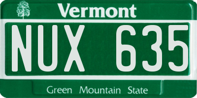 VT license plate NUX635