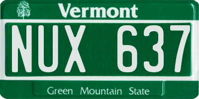 VT license plate NUX637
