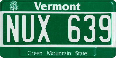 VT license plate NUX639