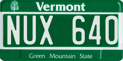 VT license plate NUX640