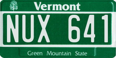 VT license plate NUX641