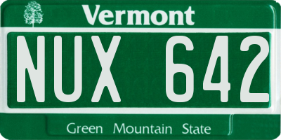 VT license plate NUX642
