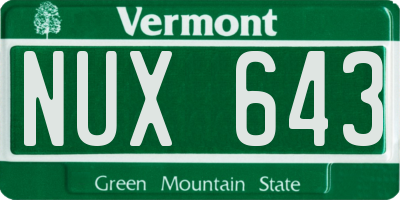 VT license plate NUX643