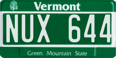 VT license plate NUX644