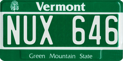 VT license plate NUX646