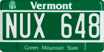 VT license plate NUX648