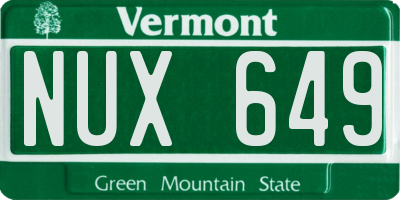 VT license plate NUX649