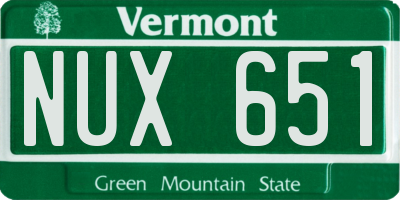 VT license plate NUX651