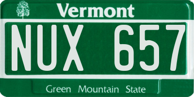 VT license plate NUX657