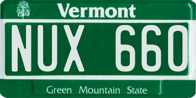 VT license plate NUX660