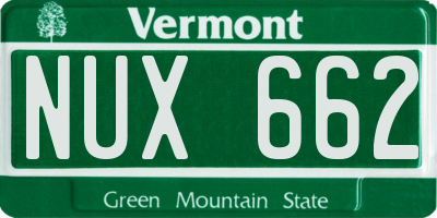 VT license plate NUX662