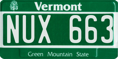VT license plate NUX663