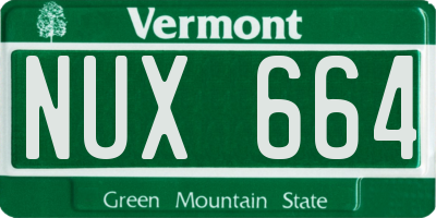 VT license plate NUX664