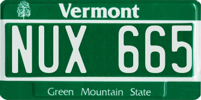 VT license plate NUX665