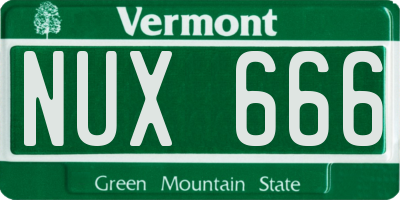 VT license plate NUX666
