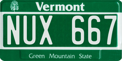 VT license plate NUX667