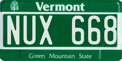 VT license plate NUX668