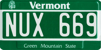 VT license plate NUX669