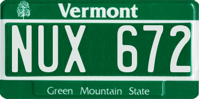 VT license plate NUX672