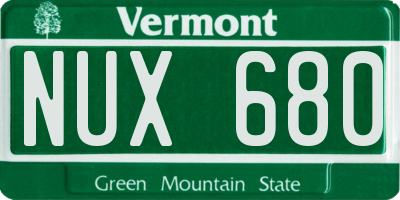 VT license plate NUX680