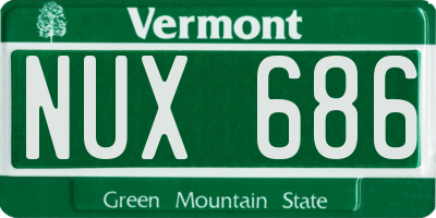 VT license plate NUX686