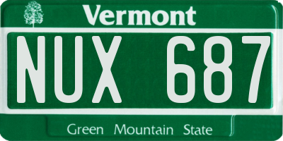 VT license plate NUX687