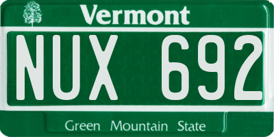 VT license plate NUX692