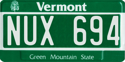 VT license plate NUX694