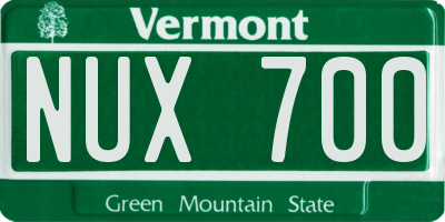 VT license plate NUX700