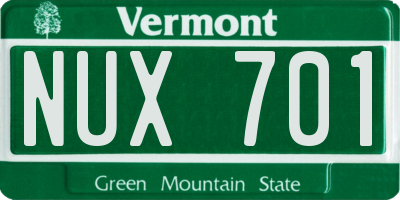 VT license plate NUX701