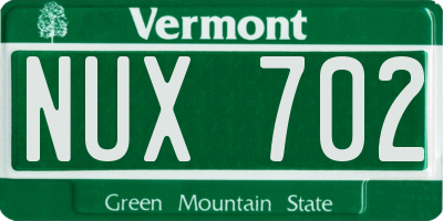 VT license plate NUX702