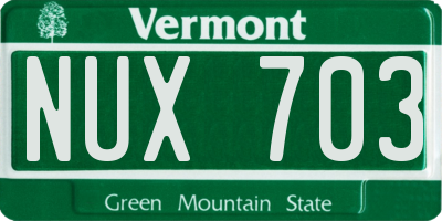 VT license plate NUX703