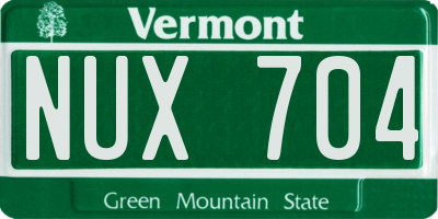 VT license plate NUX704