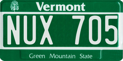 VT license plate NUX705