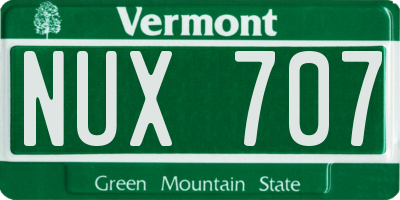 VT license plate NUX707