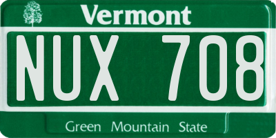 VT license plate NUX708