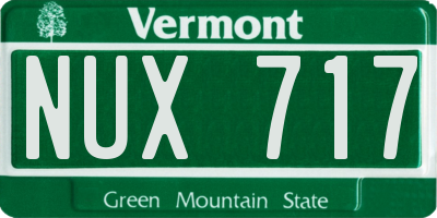 VT license plate NUX717