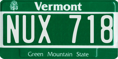 VT license plate NUX718