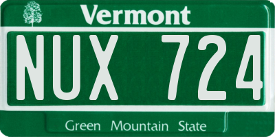 VT license plate NUX724