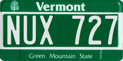 VT license plate NUX727