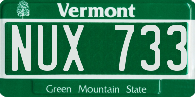 VT license plate NUX733