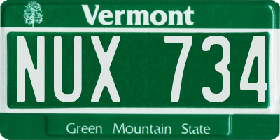 VT license plate NUX734