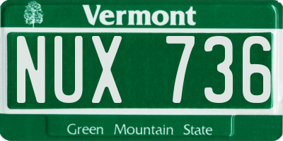 VT license plate NUX736
