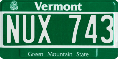 VT license plate NUX743