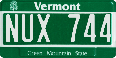 VT license plate NUX744