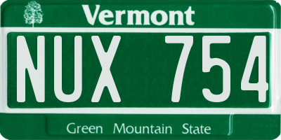 VT license plate NUX754